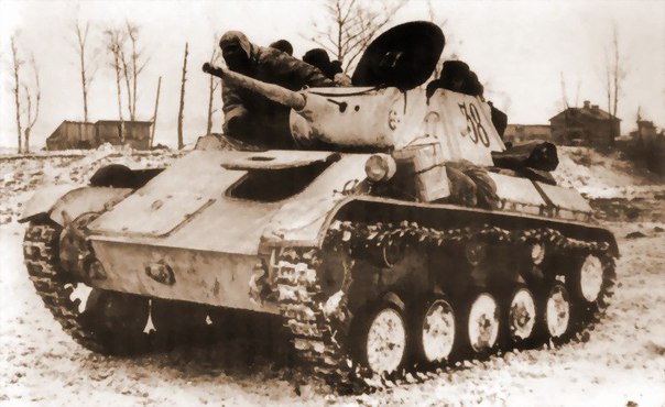 Советский танк смял 2 гитлеровских машины